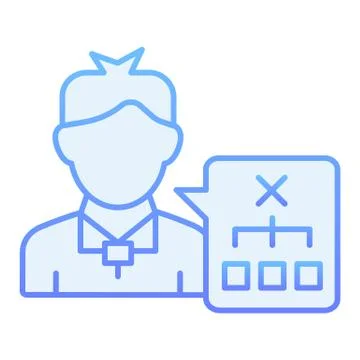 Person solution flat icon. Man with chart blue icons in trendy flat style. Human Stock Illustration