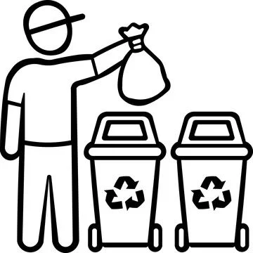 Person sorting garbage into recycling bin containers Stock Illustration