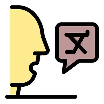 Person speaking foreign language with speech bubble showing strange character Stock Illustration