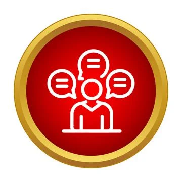 Person speaking with multiple red speech bubbles Stock Illustration