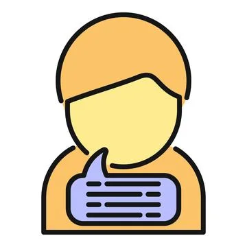 Person speaking with speech bubble icon showing communication Stock Illustration