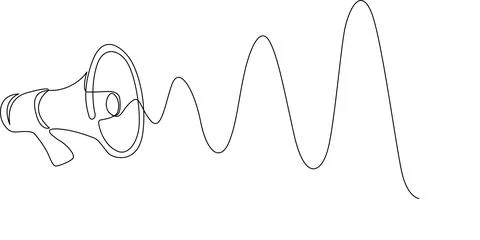 Person speaking through megaphone producing sound waves Vector 스톡 일러스트