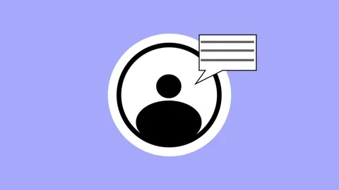 Person with speech bubble contact icon animated on a purple background Stock Footage 264329097
