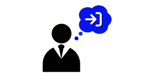 Person with a speech bubble containing a coding arrow symbol icon animated .. Stock Footage 265170111