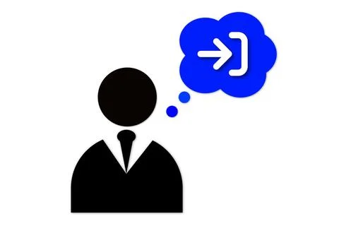 Person with a speech bubble containing a coding arrow symbol icon on a whit.. イラスト素材