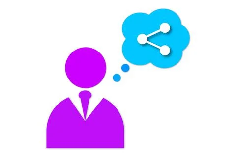 Person with speech bubble share icon on a white background. Stock Illustration