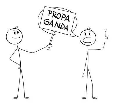Person Spreading Propaganda, Vector Cartoon Stick Figure Illustration Stock Illustration
