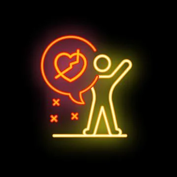 Person standing and talking about broken heart neon sign Illustration
