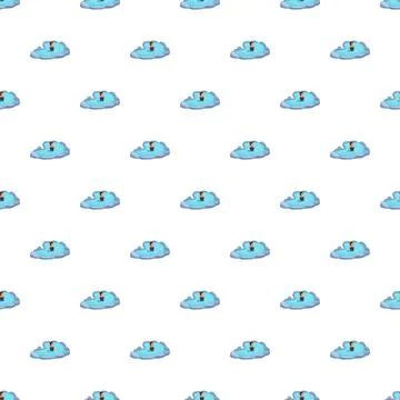 Person standing on a blue cloud pattern Illustrazione stock