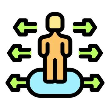 Person standing on cloud computing platform with data flow arrows exchangin.. Stock Illustration