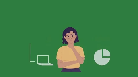 A person standing in front of green screen and woman sitting animated Vidéo 335130064