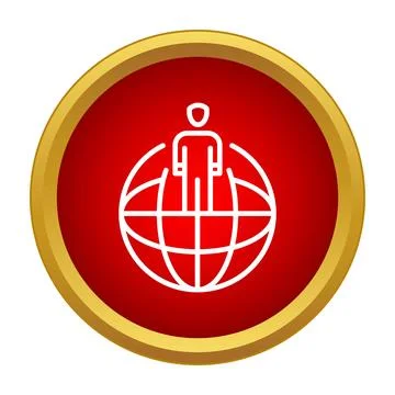 Person standing on globe representing global community Stock Illustration