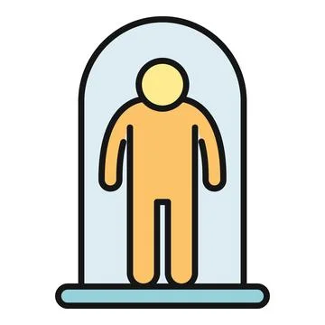 Person standing inside a glass dome bubble for quarantine Stock Illustration