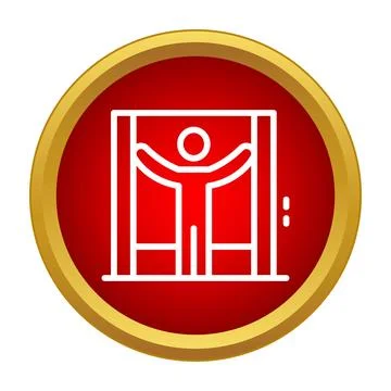 Person standing inside security body scanner icon Stock Illustration