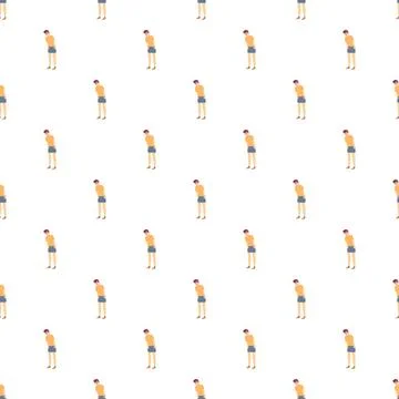 Person standing in line seamless pattern background 스톡 일러스트