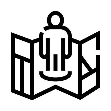 Person standing on a map navigating location icon Stock Illustration