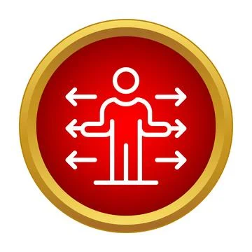 Person standing with multiple arrows indicating directions Illustrazione stock