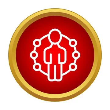 Person standing in network community icon button Stock Illustration