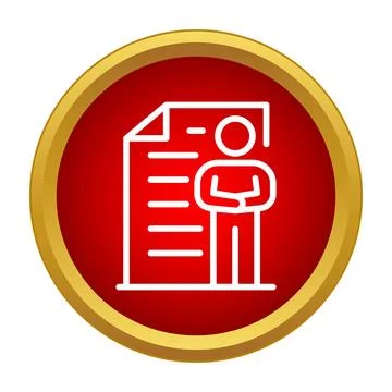Person standing next to resume document icon Stock Illustration
