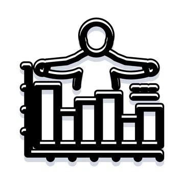 Person standing on a rising bar chart icon Stock Illustration