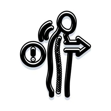 Person standing with spinal disc problem and warning sign Stock Illustration
