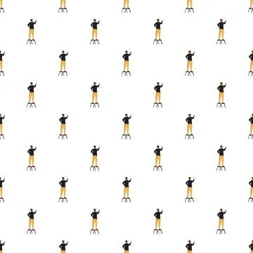 Person standing on stool pointing upwards pattern Stock Illustration