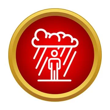 Person standing under raining cloud icon Stock Illustration