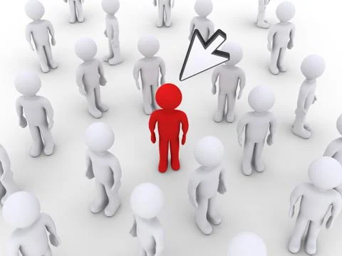 Person stands out by a mouse pointer Stock Illustration