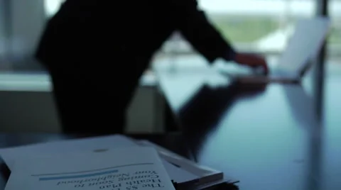 Person Stands Typing In Distance Stock Footage 41069059