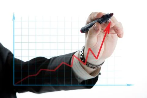 The person starts to write by marker Foto stock