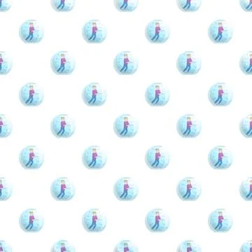 Person staying inside transparent clear protective bubble pattern Illustrazione stock