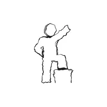 Person stepping up hand-drawn progress icon Stock Illustration