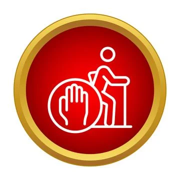 Person stopping an action with red button icon Stock Illustration