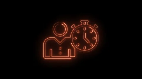 Person with stopwatch neon style timer management productivity deadline time Video stock 322985112