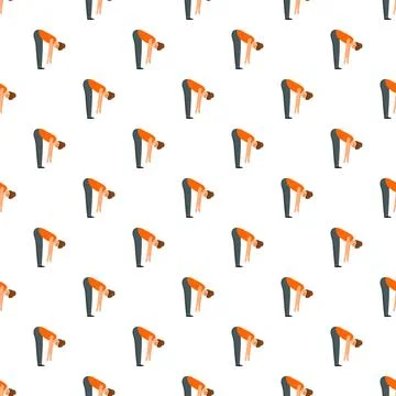 Person stretching forward bend exercise seamless pattern Stock Illustration