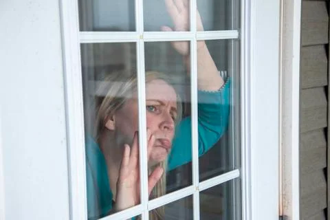 Person stuck inside during lock down Stock Photos