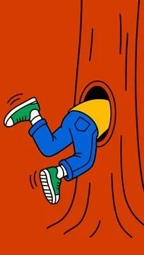 Person Stuck in Tree Hole Ilustración de archivo