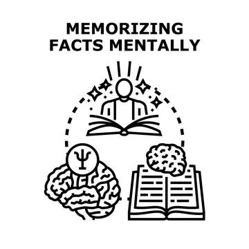 Person studying, memorizing facts, learning new information Stock Illustration