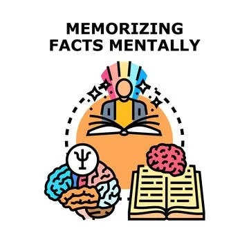 Person studying, memorizing facts, learning new information Stock Illustration