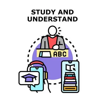 Person studying online educational materials with technology Ilustración de archivo