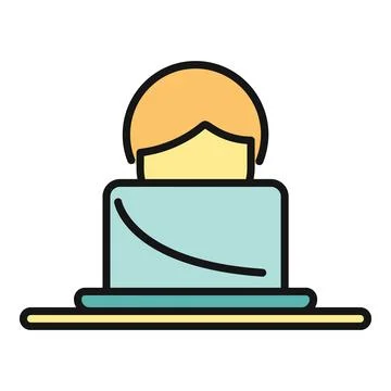 Person studying or working remotely using a laptop Illustrazione stock