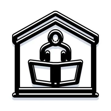 Person studying reading book inside house icon Stock Illustration