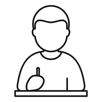 Person studying writing learning online at desk icon Stock Illustration