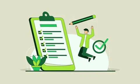 A person successfully completing a to do list, symbolizing productivity and.. Stock Illustration