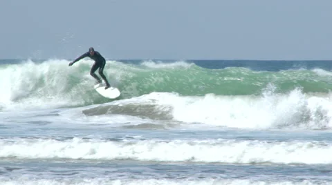 Person Surfing Nice Wave Stock Footage 52184806