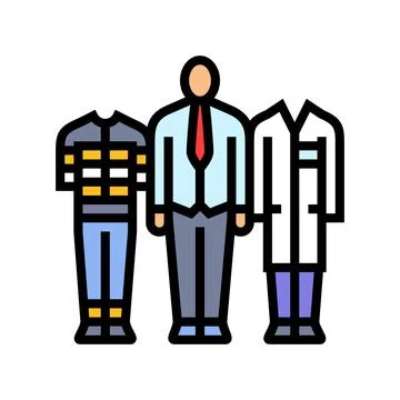 Person switching uniforms of different professions color icon vector. person  Stock Illustration