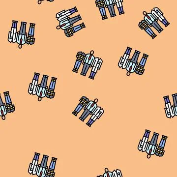 Person switching uniforms of different professions vector seamless pattern Stock Illustration