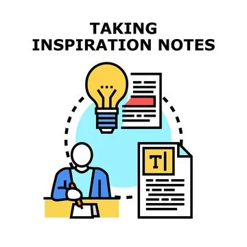 Person taking creative inspiration notes for new ideas Stock Illustration