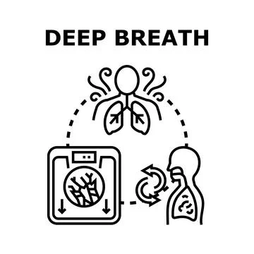 Person taking deep breath improving lung health Stock Illustration