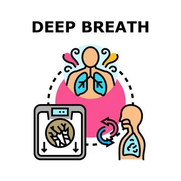 Person taking deep breath improving lung health Stock Illustration